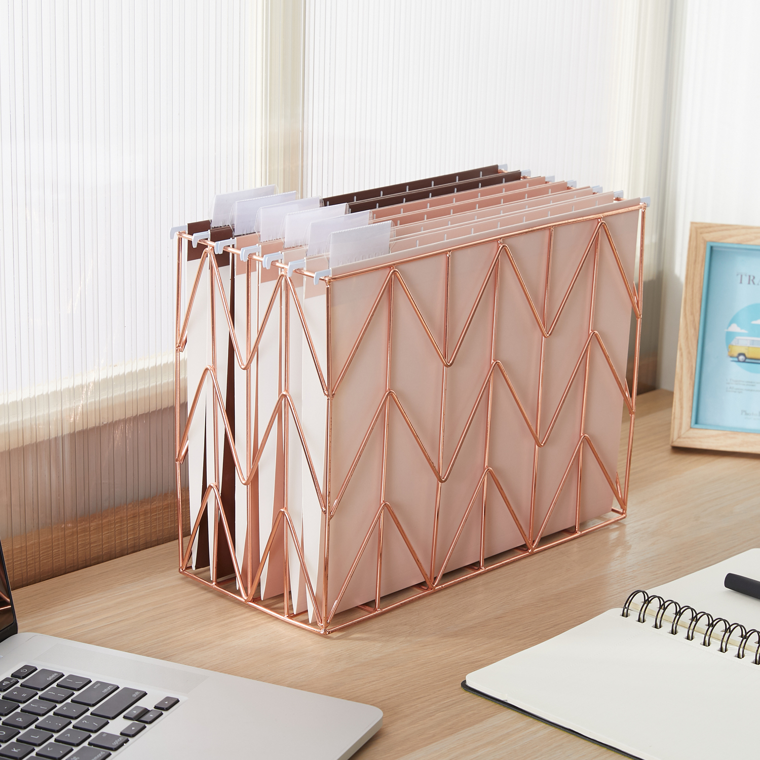 Y YOMA 6 Pack Gradient Hanging File Folders Letter Size Decorative Hanging Folder Pretty File Folder Organizer for Filing Cabinet Office Home with 1/5-Cut Adjustable Tabs, Coco Mocha