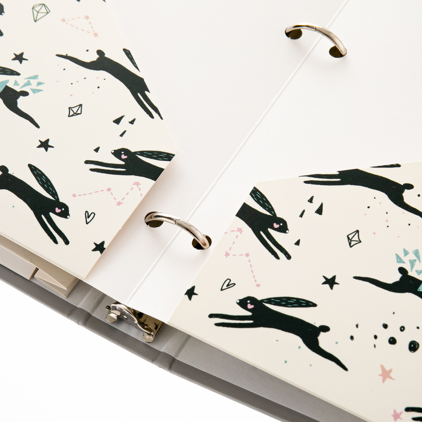 Y YOMA 6 Pack 2 Pocket Folder Letter Size Decorative Binder Folders with Pockets 3 Hole Punch Folder Paper Cute Project Folders Two Pocket 3 Ring File Folder for School Office Home, Rabbit Design