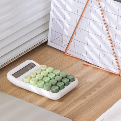 Y YOMA 1 Pack Mechanical Switch Calculator with 10 Digit Large LCD Display Big Button, Mini Cute Desktop Calculator 4 Function Basic Calculators for School Home Office Business, Leaf Green