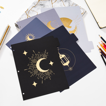 Y YOMA Rose Gold 3 Ring Binder Dividers with Tabs Letter Size Cute Paper Binder Tabs Dividers Decorative Binder Index Dividers for Office School Home with 1/5-Cut Tabs, Mystery Design (5 Pack)