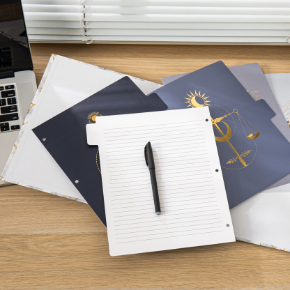 Y YOMA Rose Gold 3 Ring Binder Dividers with Tabs Letter Size Cute Paper Binder Tabs Dividers Decorative Binder Index Dividers for Office School Home with 1/5-Cut Tabs, Mystery Design (5 Pack)