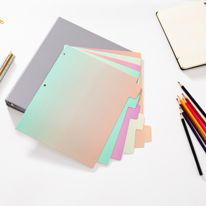 Y YOMA Decorative 3 Ring Binder Dividers with Tabs Letter Size Paper Binder Tabs Page Dividers Cute Binder Index Dividers for Office School Home with 1/5-Cut Tabs, Gradient Design (5 Pack)