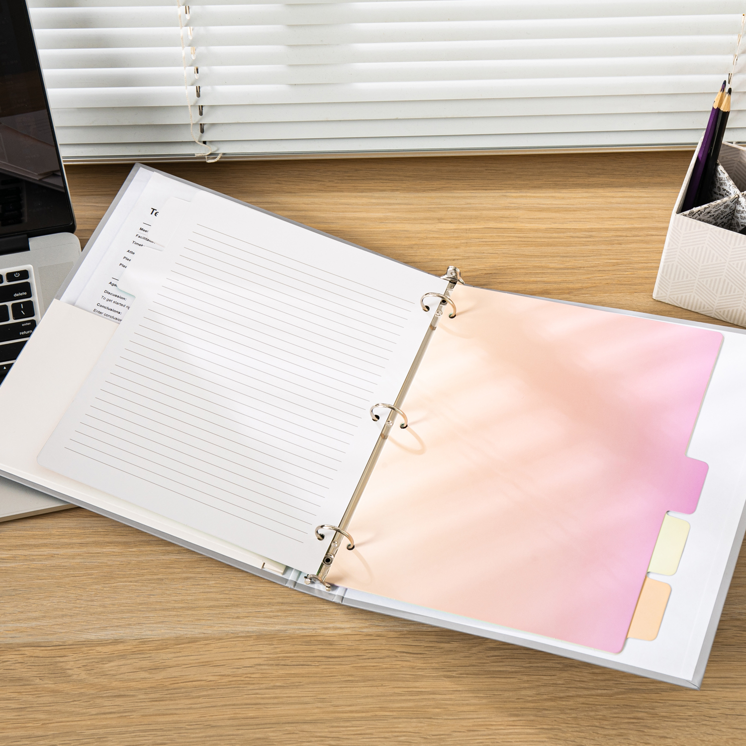 Y YOMA Decorative 3 Ring Binder Dividers with Tabs Letter Size Paper Binder Tabs Page Dividers Cute Binder Index Dividers for Office School Home with 1/5-Cut Tabs, Gradient Design (5 Pack)