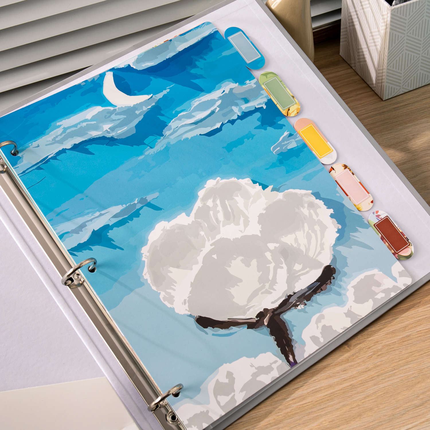 Y YOMA Decorative 3 Ring Binder Dividers with Tabs Letter Size Paper Binder Tabs Page Dividers Cute Binder Index Dividers for Office School Home with 1/5-Cut Tabs, Flower Design(5 Sheet)