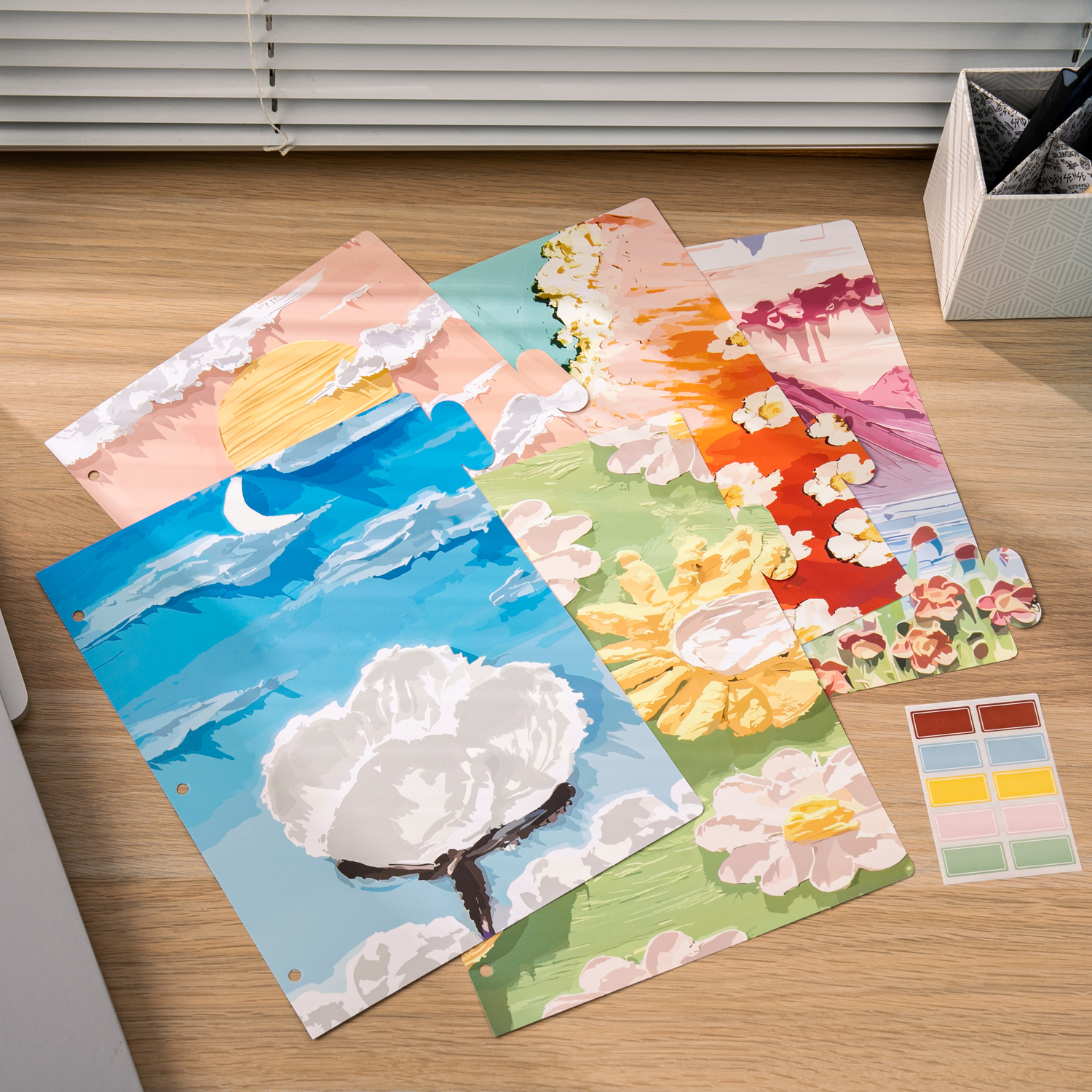 Y YOMA Decorative 3 Ring Binder Dividers with Tabs Letter Size Paper Binder Tabs Page Dividers Cute Binder Index Dividers for Office School Home with 1/5-Cut Tabs, Flower Design(5 Sheet)