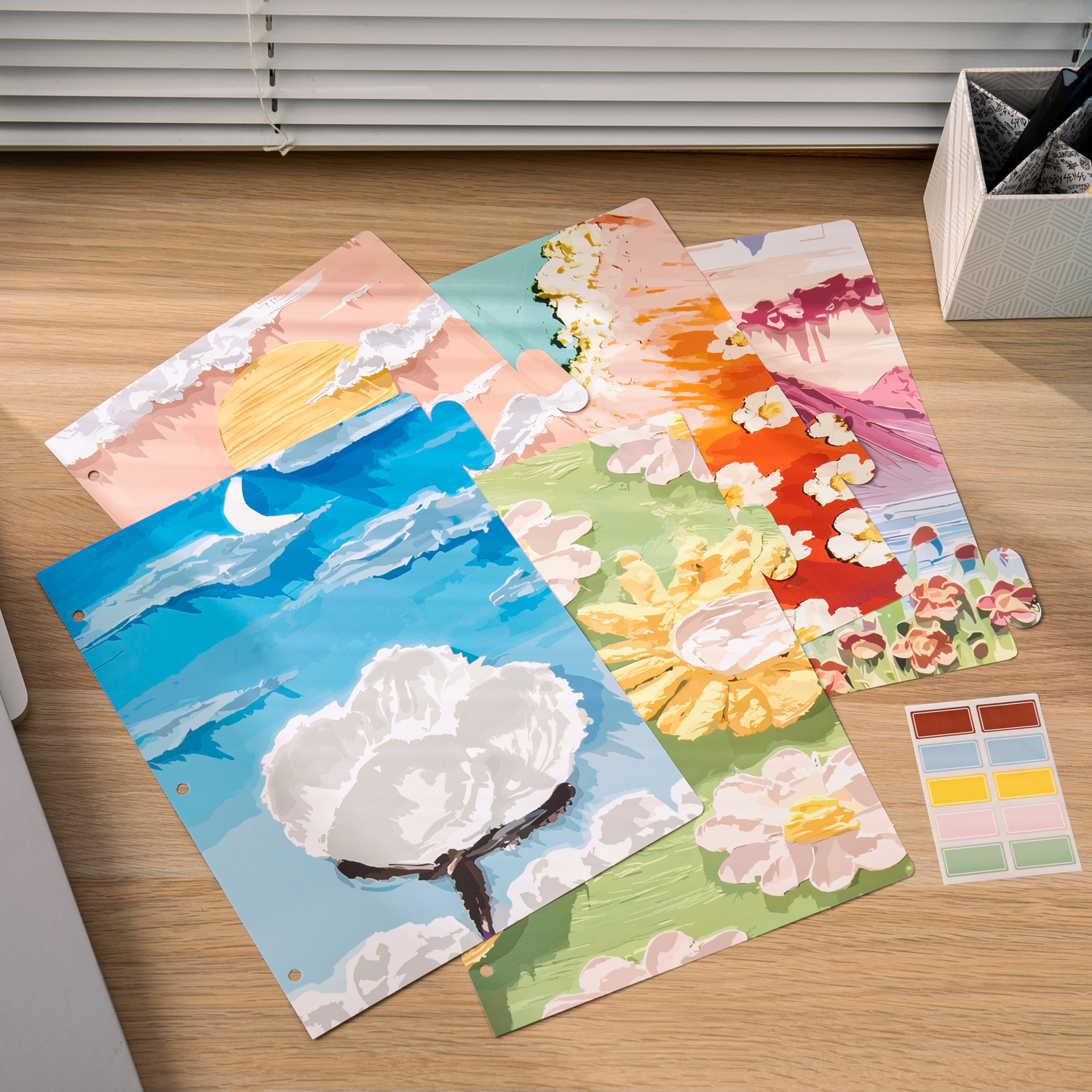 Y YOMA Decorative 3 Ring Binder Dividers with Tabs Letter Size Paper Binder Tabs Page Dividers Cute Binder Index Dividers for Office School Home with 1/5-Cut Tabs, Flower Design(5 Sheet)