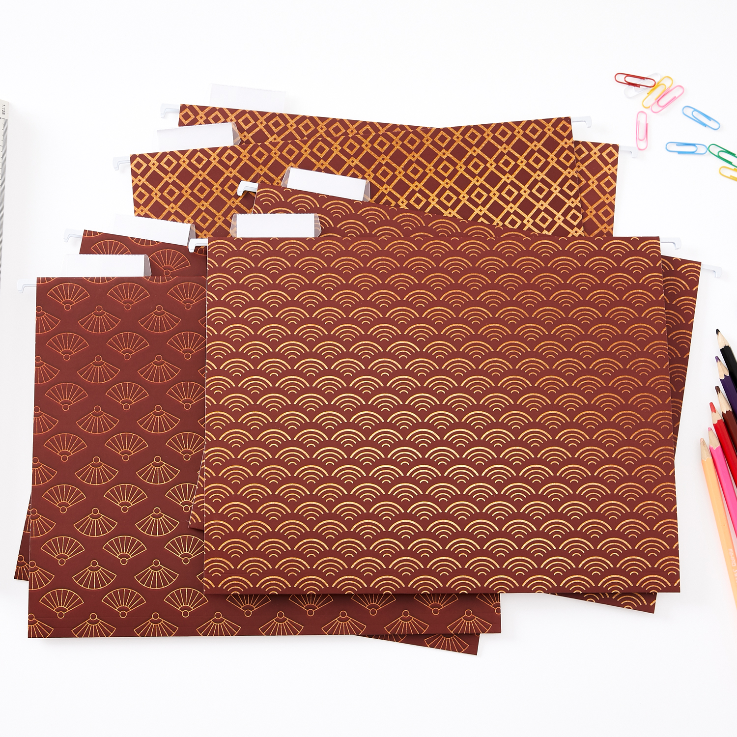 Y YOMA 6 Pack Decorative Hanging File Folders Letter Size Marble Cute Hanging Folder Pretty File Folder Organizer for Filing Cabinet Office Home with 1/5-Cut Adjustable Tabs, 3 Chinese Style