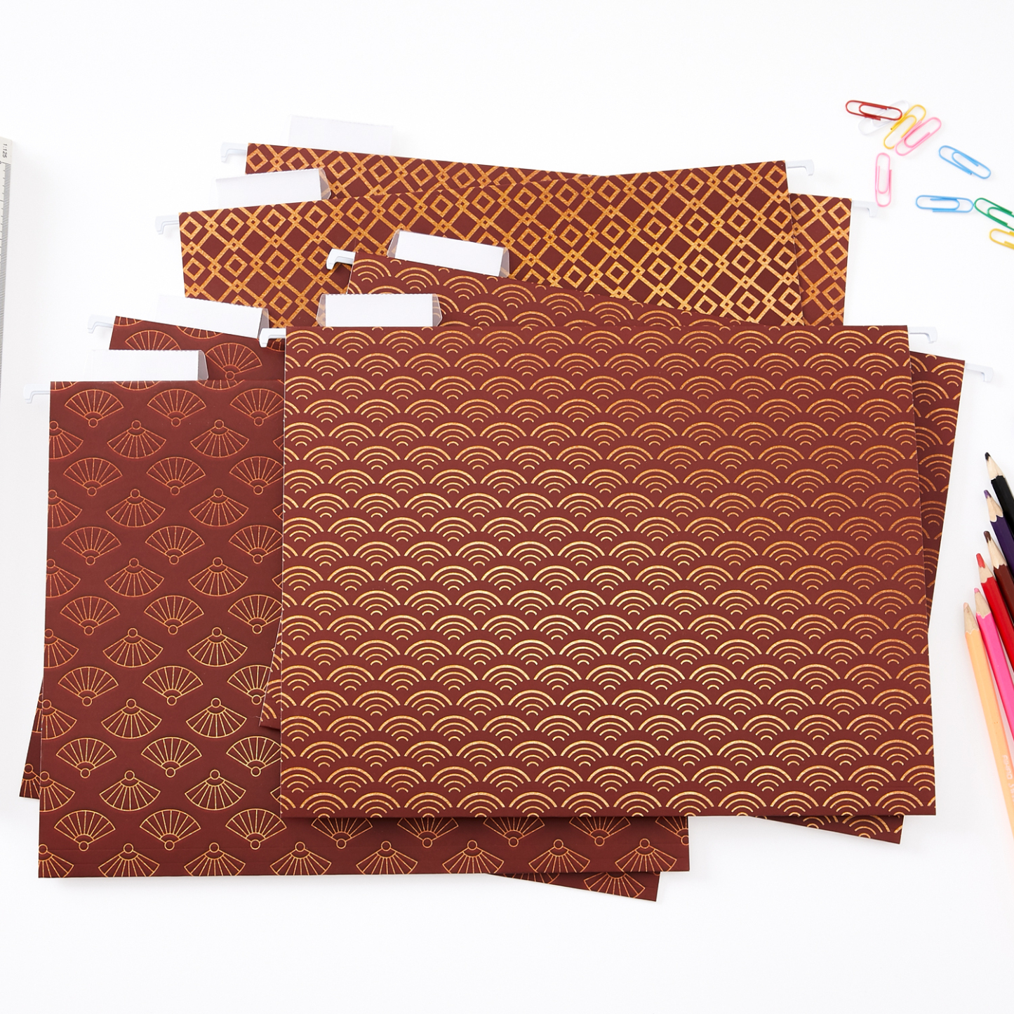 Y YOMA 6 Pack Decorative Hanging File Folders Letter Size Marble Cute Hanging Folder Pretty File Folder Organizer for Filing Cabinet Office Home with 1/5-Cut Adjustable Tabs, 3 Chinese Style