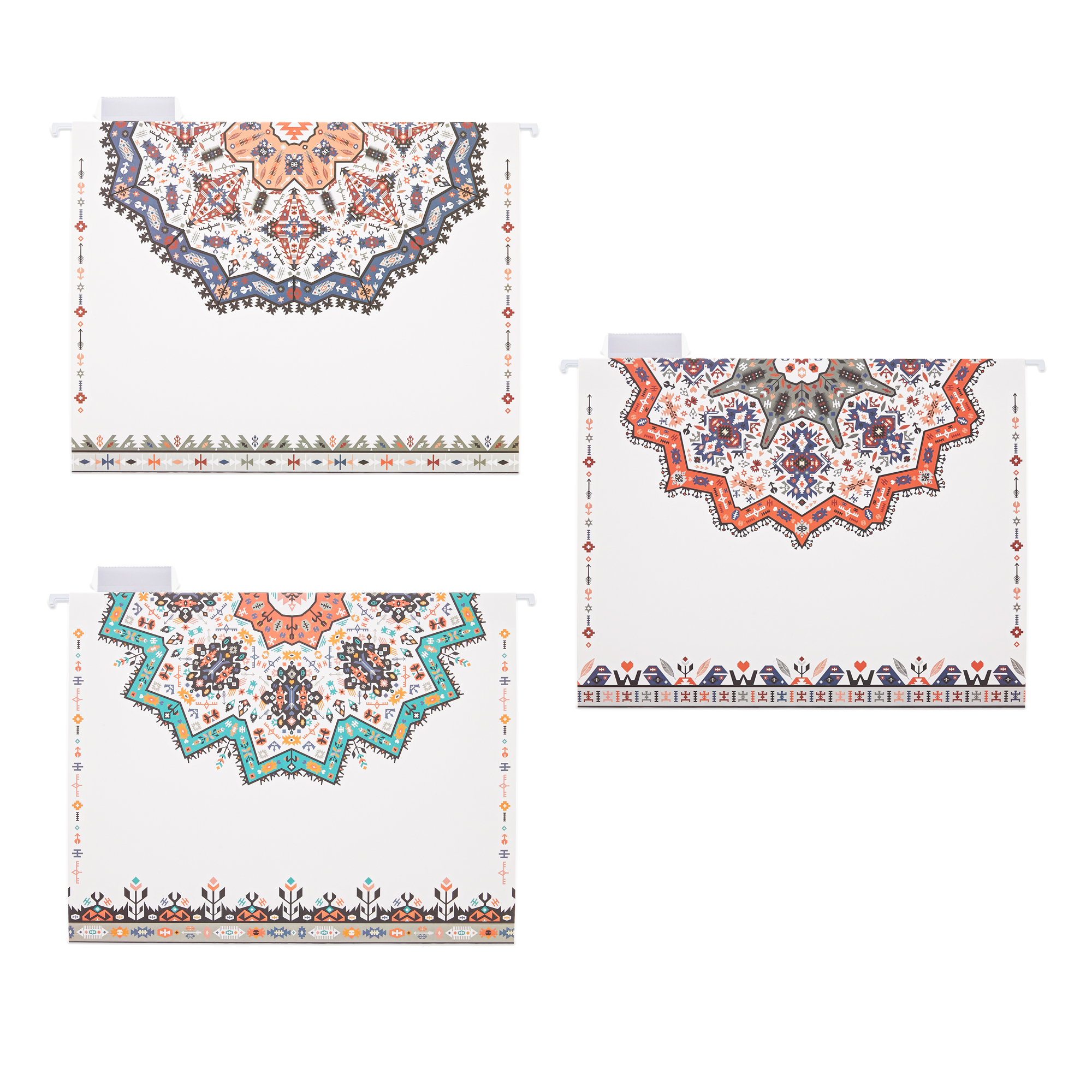 Y YOMA 6 Pack Decorative Hanging File Folders Letter Size Marble Cute Hanging Folder Pretty File Folder Organizer for Filing Cabinet Office Home with 1/5-Cut Adjustable Tabs, 3 Indian Style