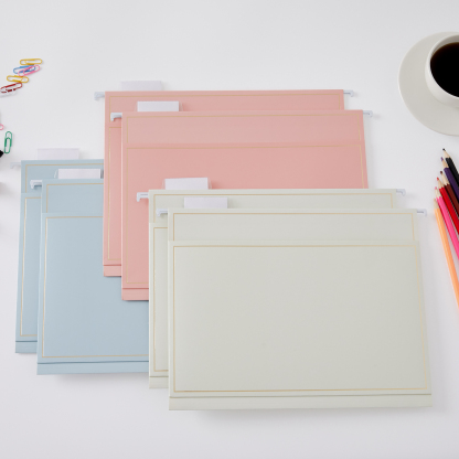 Y YOMA 6 Pack Rose Gold Hanging File Folders with Pocket Letter Size Decorative File Folder Cute Pretty Hanging Folder for Office Home School with 1/5-Cut Adjustable Tabs, Outer Storage Pockets