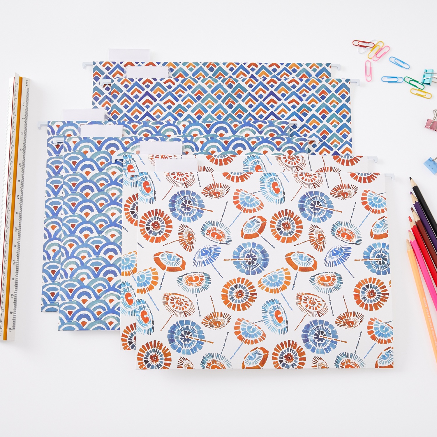 Y YOMA 6 Pack Decorative Hanging File Folders Letter Size Marble Cute Hanging Folder Pretty File Folder Organizer for Filing Cabinet Office Home with 1/5-Cut Adjustable Tabs, 3 Japanese Style