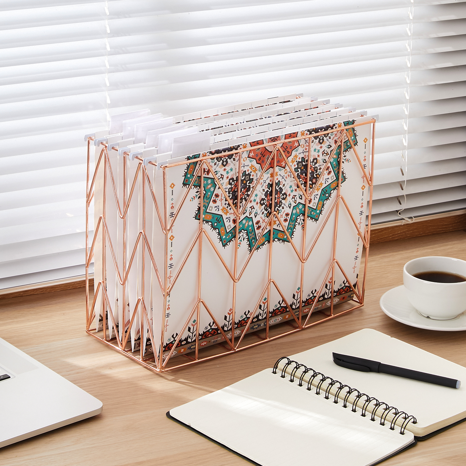 Y YOMA 6 Pack Decorative Hanging File Folders Letter Size Marble Cute Hanging Folder Pretty File Folder Organizer for Filing Cabinet Office Home with 1/5-Cut Adjustable Tabs, 3 Indian Style