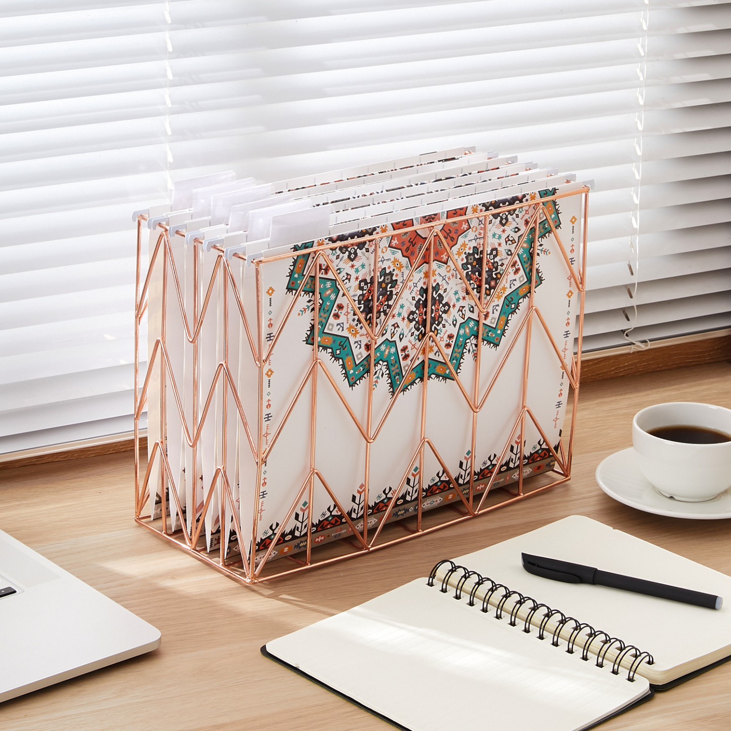 Y YOMA 6 Pack Decorative Hanging File Folders Letter Size Marble Cute Hanging Folder Pretty File Folder Organizer for Filing Cabinet Office Home with 1/5-Cut Adjustable Tabs, 3 Indian Style