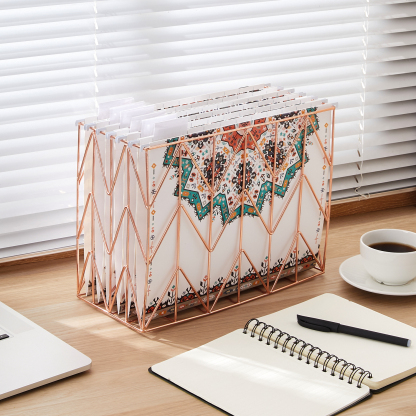 Y YOMA 6 Pack Decorative Hanging File Folders Letter Size Marble Cute Hanging Folder Pretty File Folder Organizer for Filing Cabinet Office Home with 1/5-Cut Adjustable Tabs, 3 Indian Style