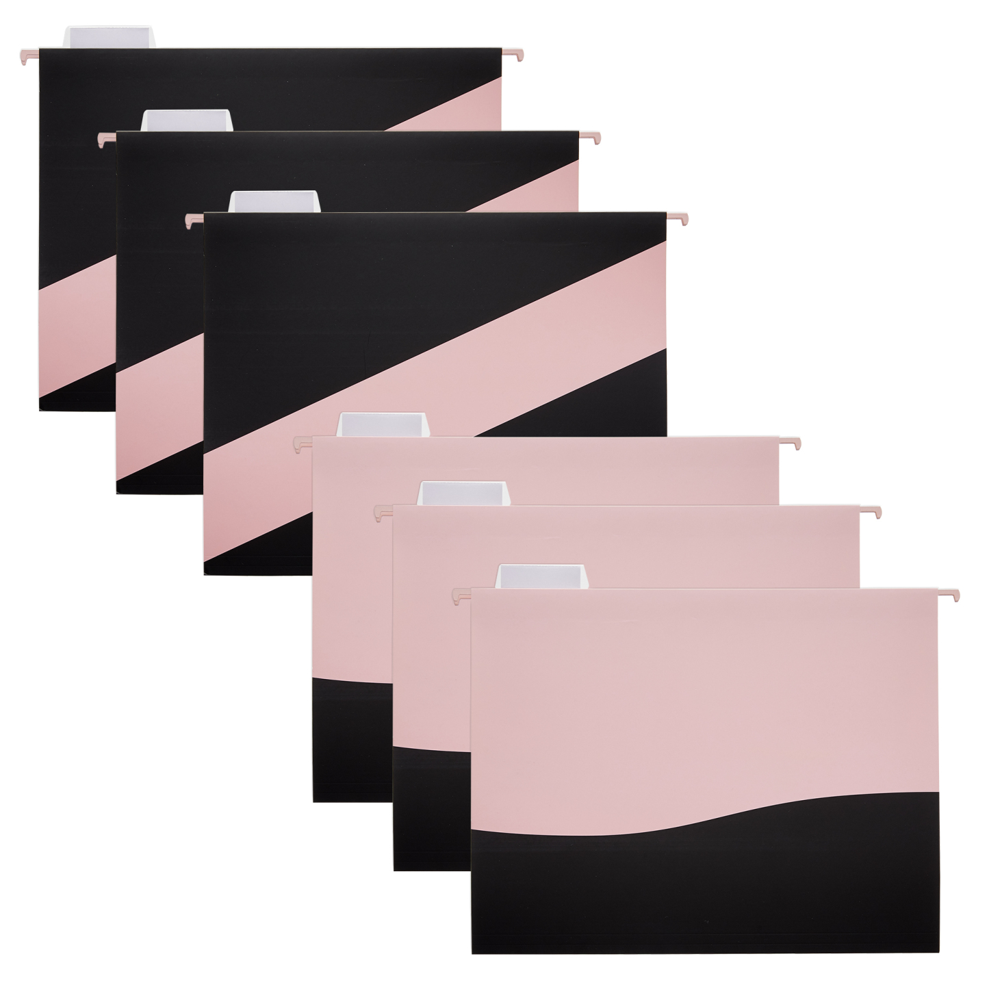 Y YOMA 6 Pack Decorative Hanging File Folders Letter Size Cute Hanging Folder Pretty File Folder Organizer for Filing Cabinet Office Home with 1/5-Cut Adjustable Tabs, 2 Pink Block Design