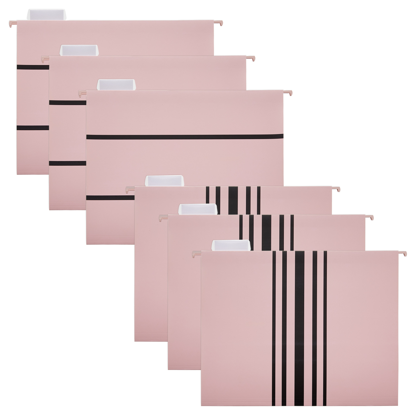 Y YOMA 6 Pack Decorative Hanging File Folders Letter Size Marble Cute Hanging Folder Pretty File Folder Organizer for Filing Cabinet Office Home with 1/5-Cut Adjustable Tabs, 2 Pink Line Design