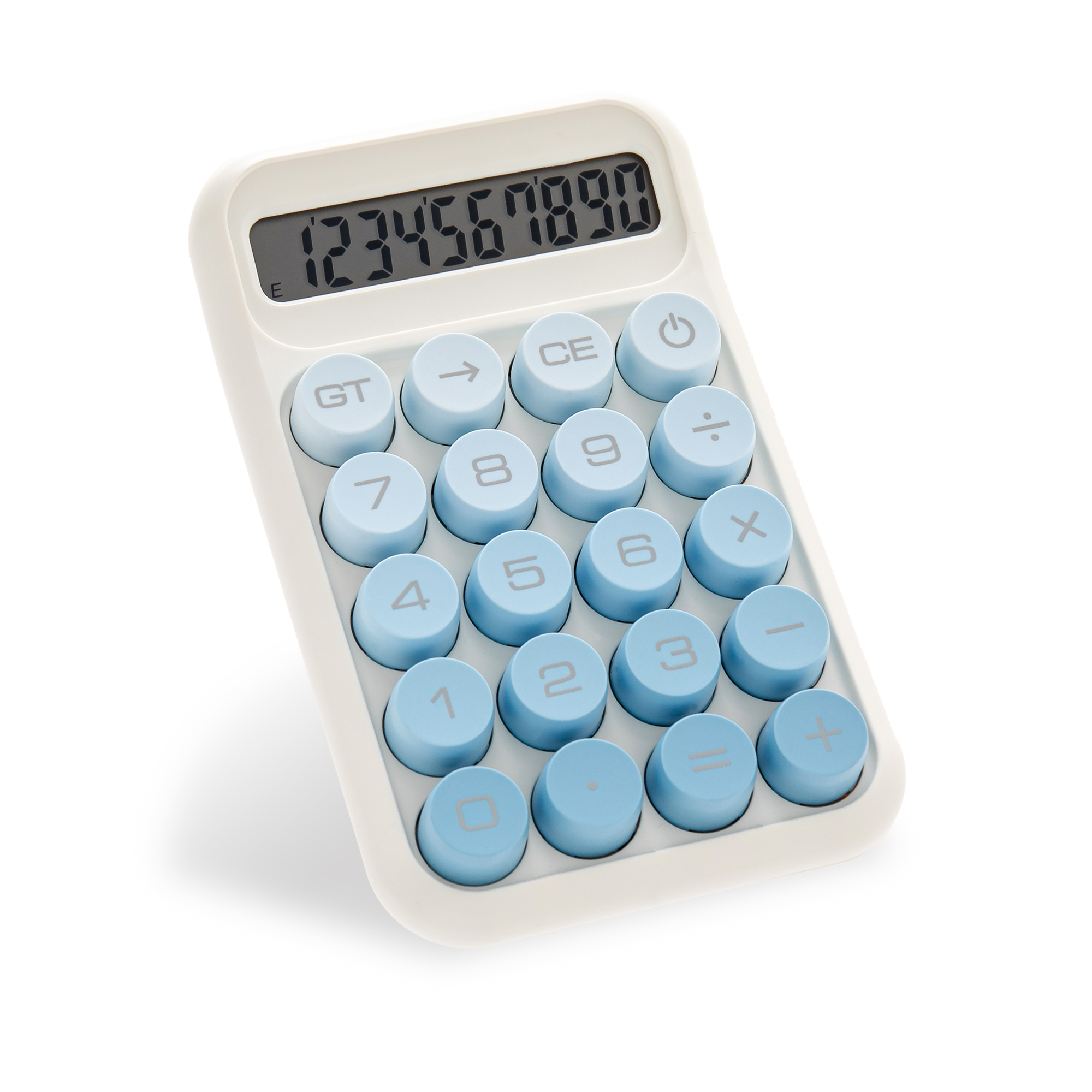 Y YOMA 1 Pack Mechanical Switch Calculator with 10 Digit Large LCD Display Big Button, Mini Cute Desktop Calculator 4 Function Basic Calculators for School Home Office Business, Lake Blue