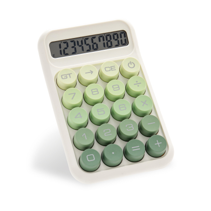 Y YOMA 1 Pack Mechanical Switch Calculator with 10 Digit Large LCD Display Big Button, Mini Cute Desktop Calculator 4 Function Basic Calculators for School Home Office Business, Leaf Green