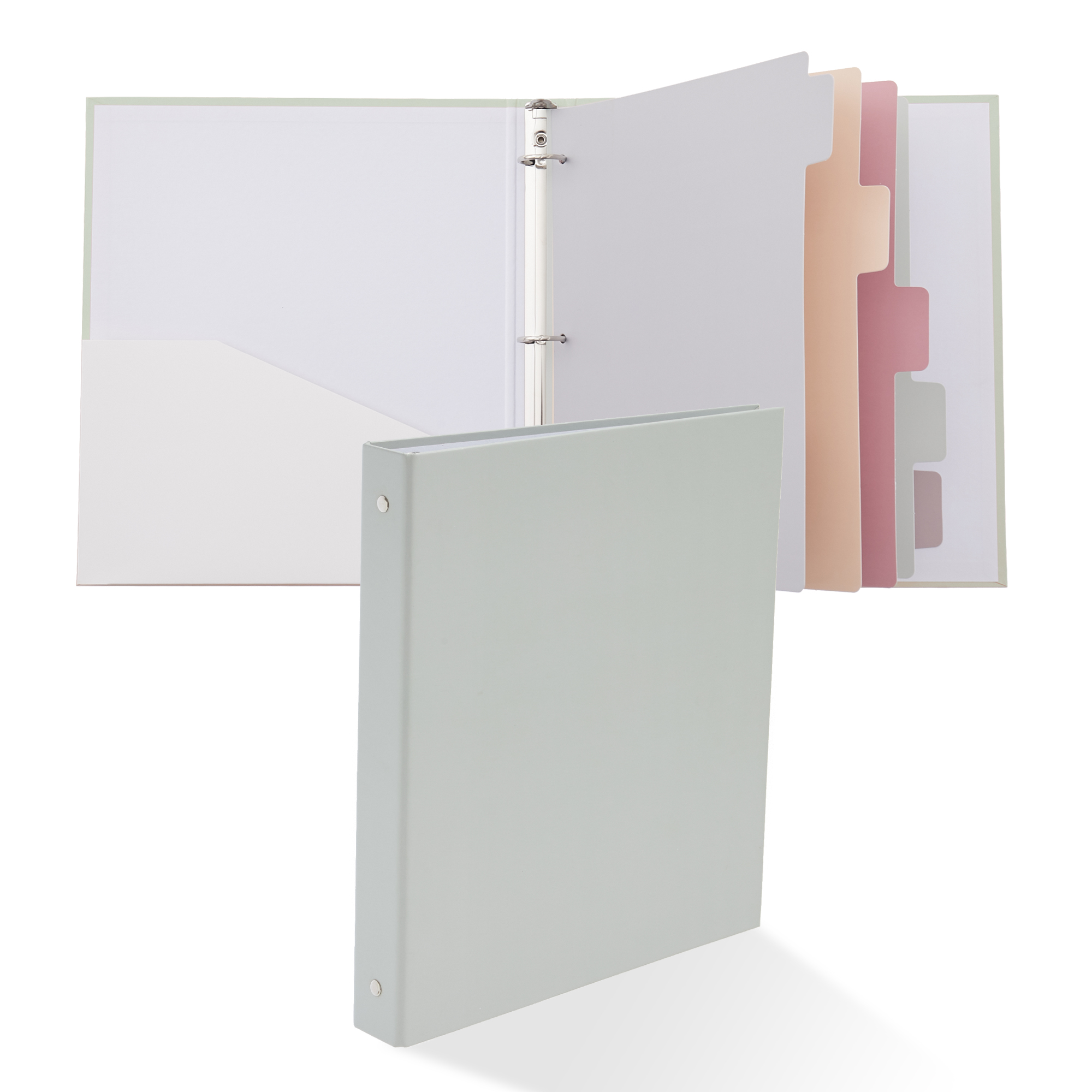 Y YOMA Colored 1 Pack 3 Ring Binder for Letter Size with 5 Tab Dividers Cardboard 1 inch 3-Ring Pocket Binder Aesthetic Cute Binder Decorative Organizer for Home School Office Supplies, Morandi Green