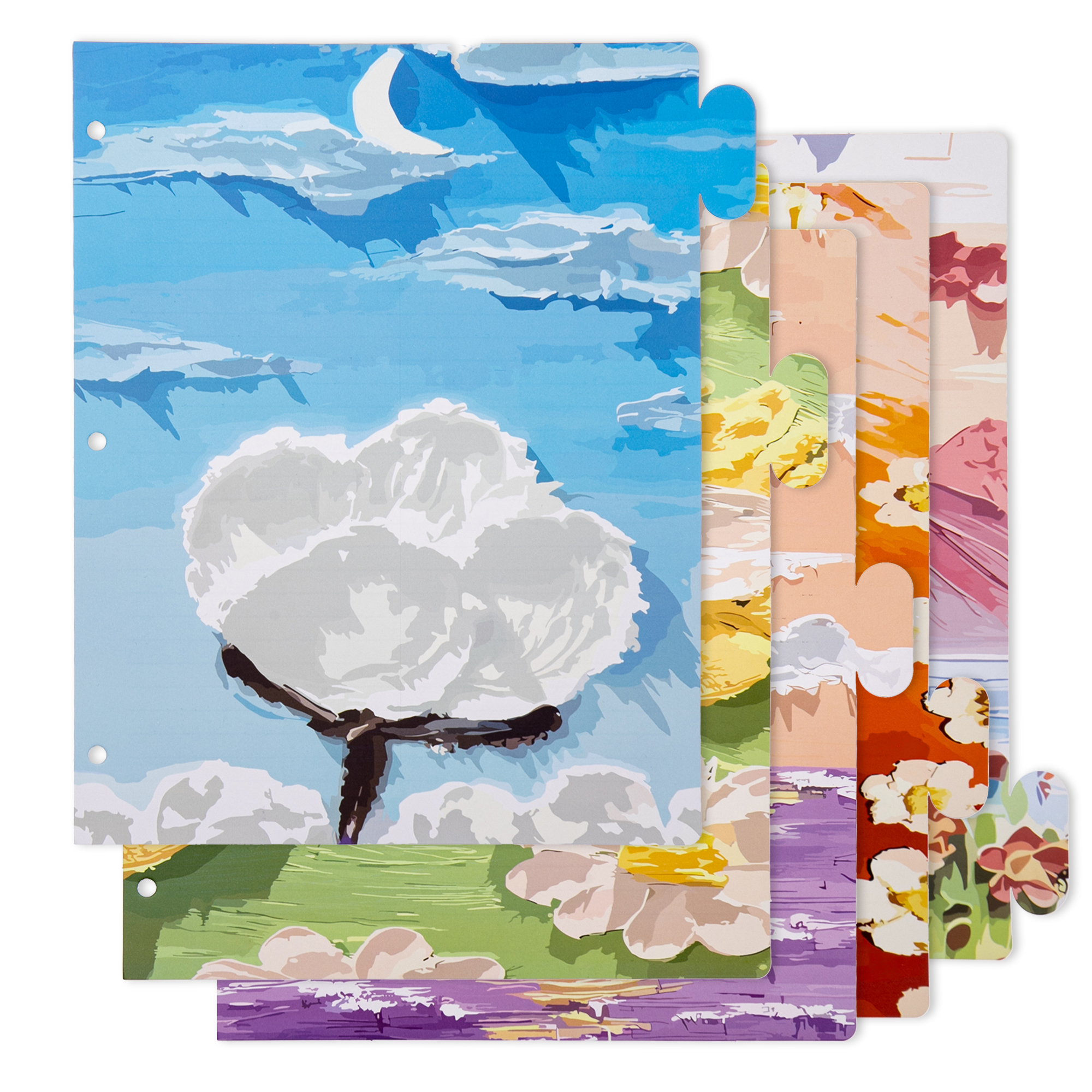 Y YOMA Decorative 3 Ring Binder Dividers with Tabs Letter Size Paper Binder Tabs Page Dividers Cute Binder Index Dividers for Office School Home with 1/5-Cut Tabs, Flower Design(5 Sheet)