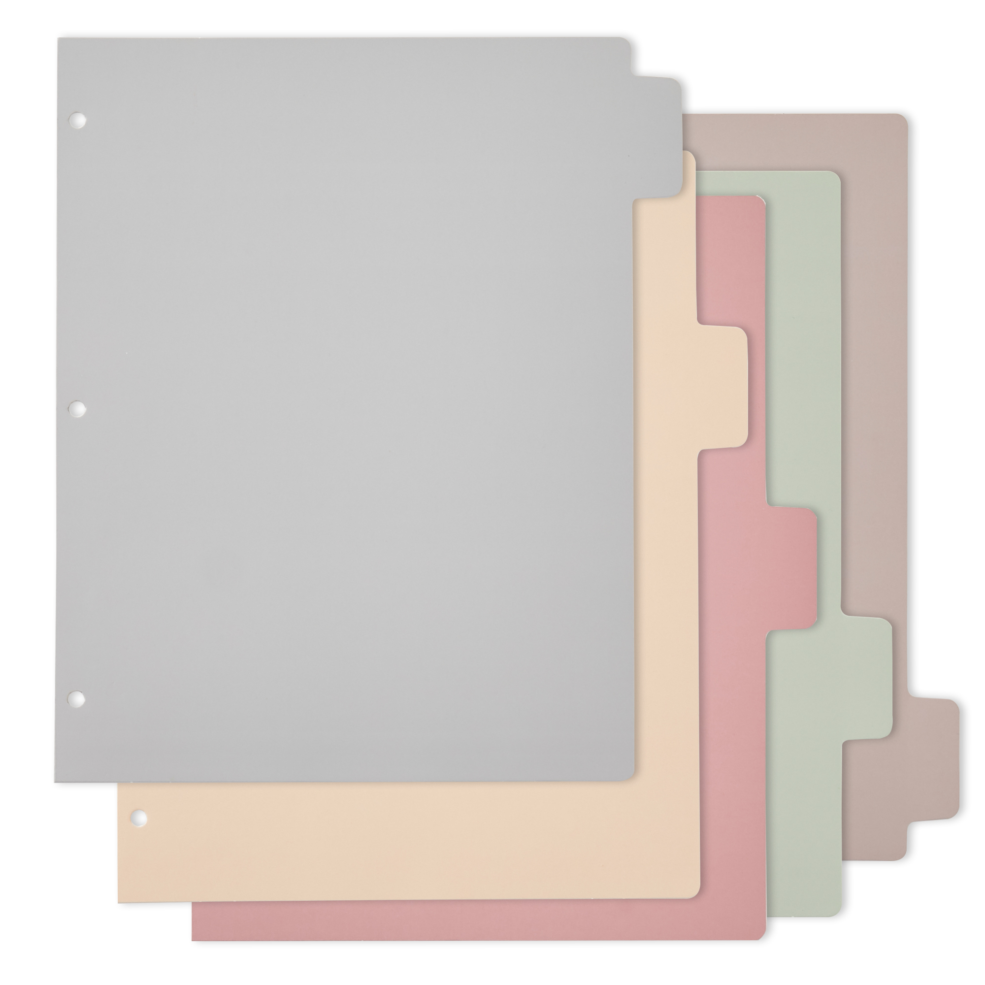 Y YOMA Decorative 3 Ring Binder Dividers with Tabs Letter Size Paper Binder Tabs Page Dividers Cute Binder Index Dividers for Office School Home with 1/5-Cut Tabs, Morandi Color(5 Sheet)