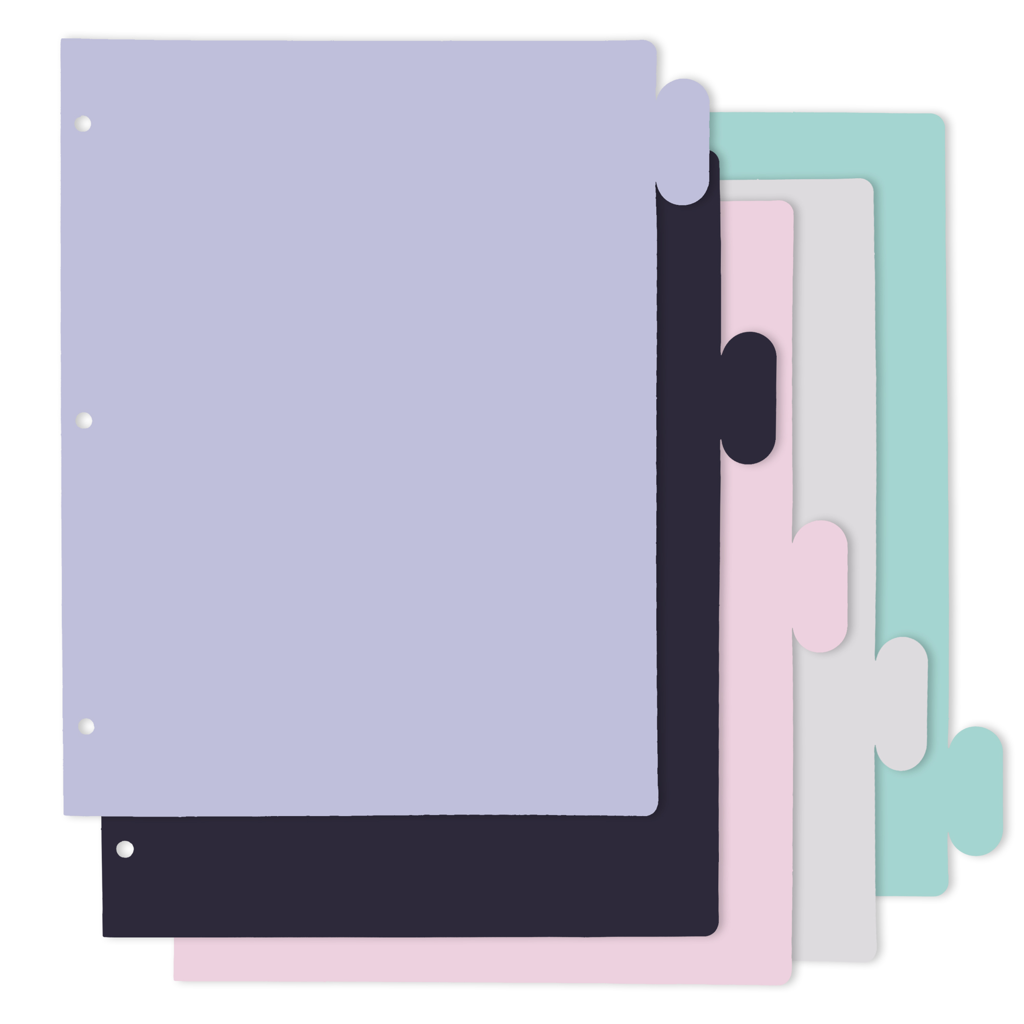 Y YOMA Colored 3 Ring Binder Dividers with Tabs Letter Size Paper Binder Tabs Page Dividers Cute Decorative Binder Index Dividers for Office School Home with 1/5-Cut Tabs, Fashion Color(5 Sheet)