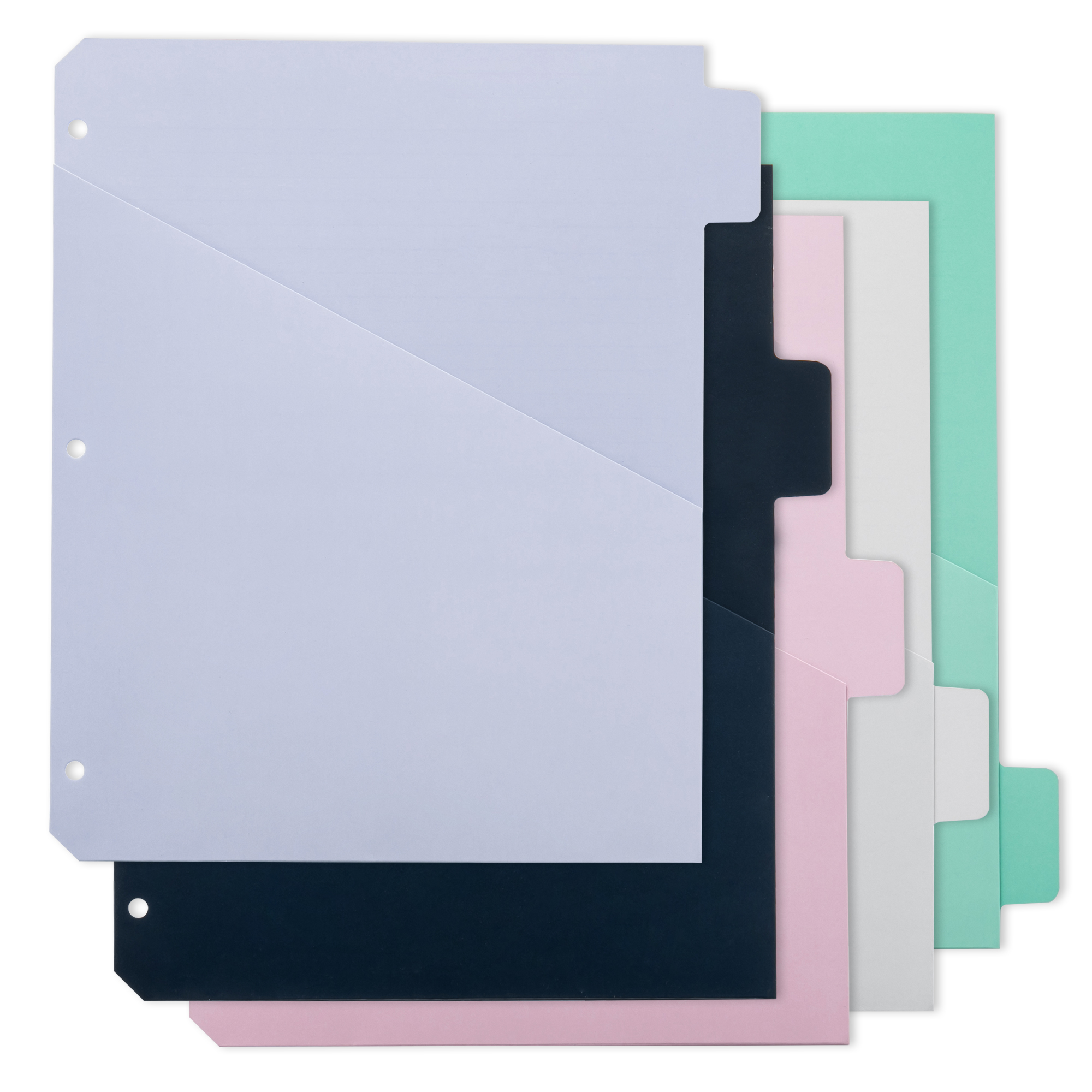 Y YOMA Colored 3 Ring Binder Dividers with Pocket Letter Size Paper Binder Tabs Page Dividers Cute Decorative Binder Index Dividers for Office School Home with 1/5-Cut Tabs, Fashion Color(5 Sheet)