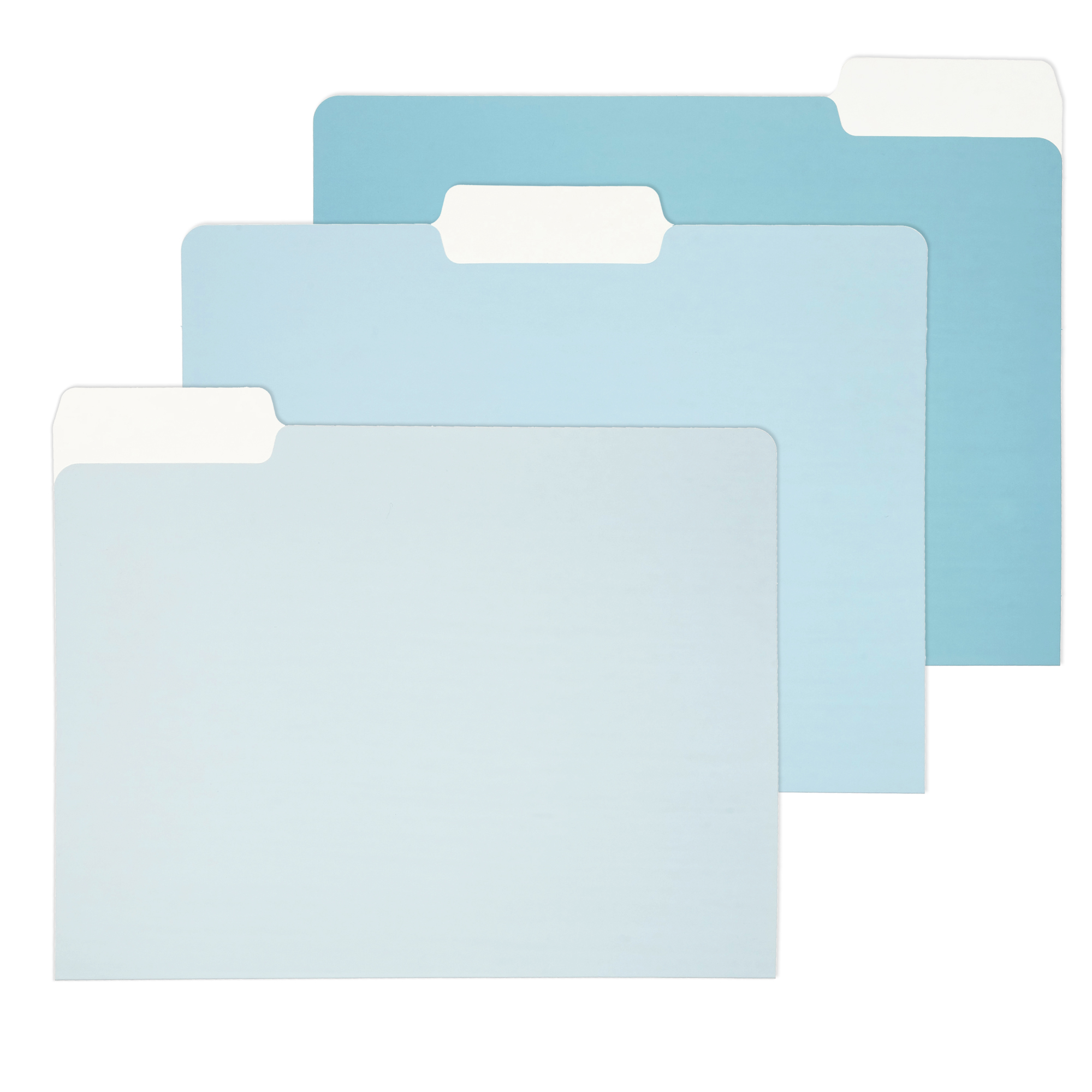 Y YOMA 12 Pack Colored File Folders Letter Size Gradient File Folder with 1/3-Cut Tab Cute Pretty Decorative Heavyweight Filing Folder File Organizers for Office School Home Desktop, Lake Blue