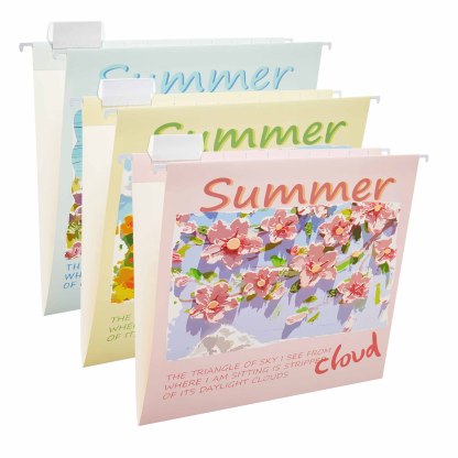 Y YOMA 6 Pack Decorative Hanging File Folders Letter Size for Children Cute Hanging Folder File Folder Organizer for Filing Cabinet Office Home with 1/5-Cut Adjustable Tabs, 3 Flower Design