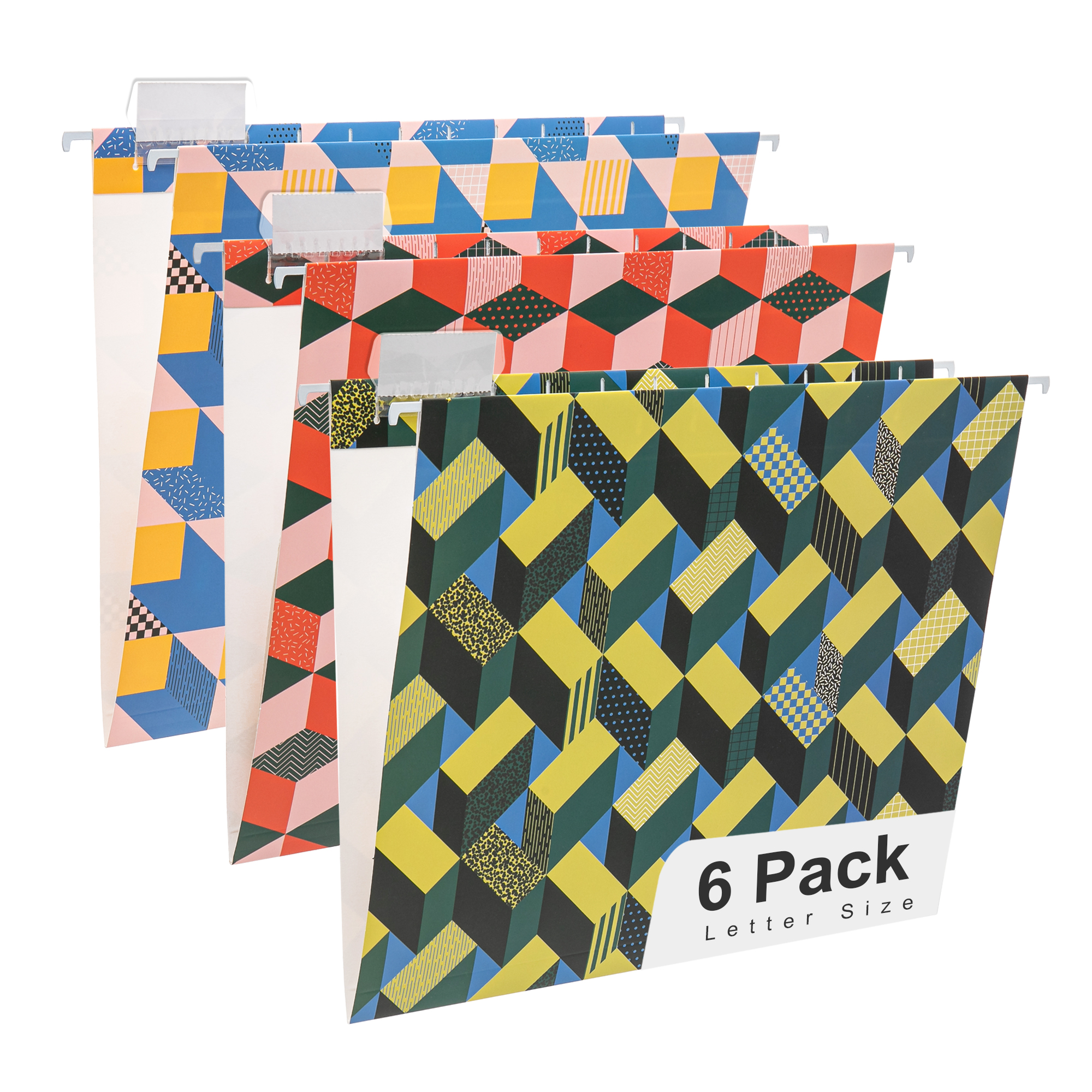 Y YOMA 6 Pack Decorative Hanging File Folders Letter Size Marble Cute Hanging Folder Pretty File Folder Organizer for Filing Cabinet Office Home with 1/5-Cut Adjustable Tabs, 3 Contrast Color