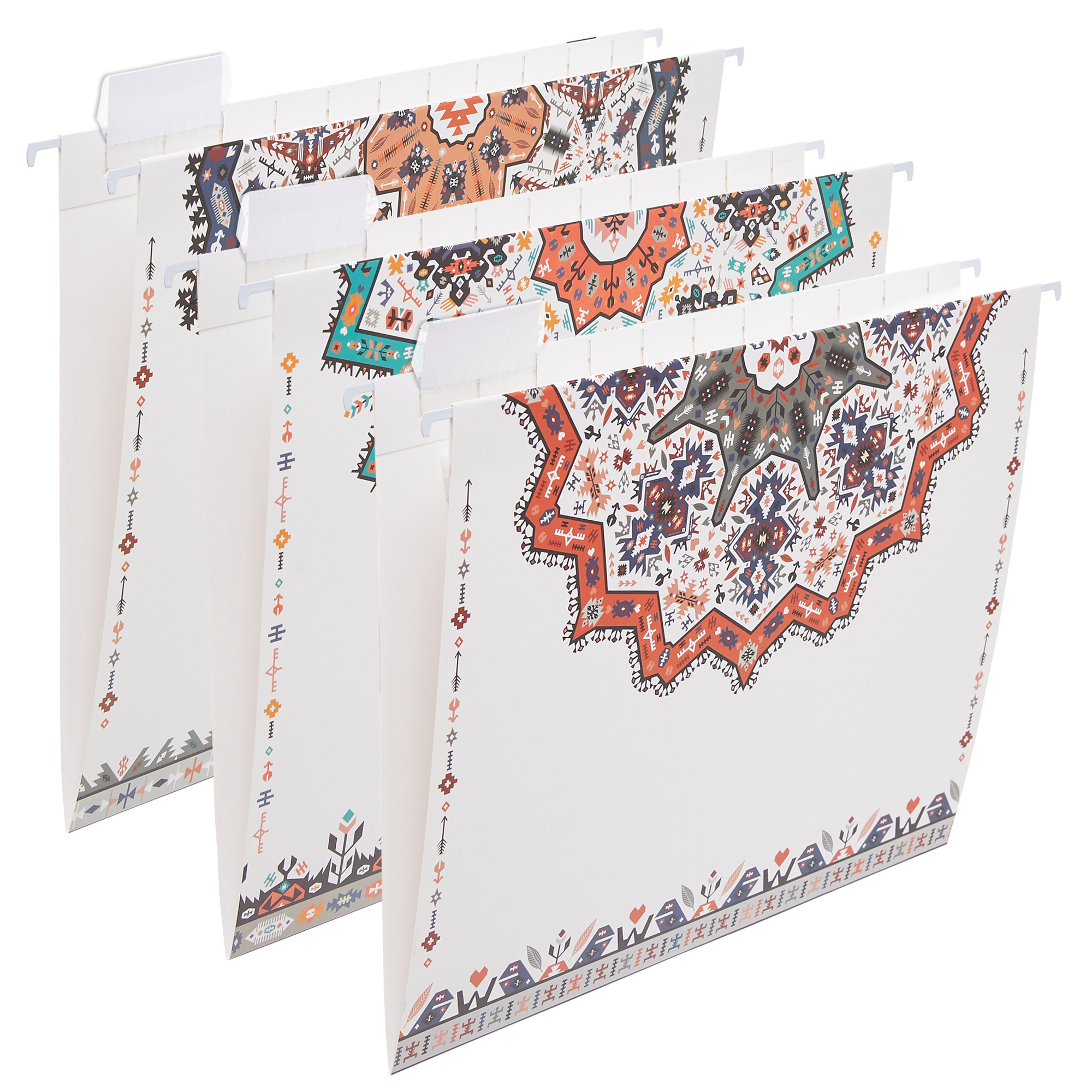 Y YOMA 6 Pack Decorative Hanging File Folders Letter Size Marble Cute Hanging Folder Pretty File Folder Organizer for Filing Cabinet Office Home with 1/5-Cut Adjustable Tabs, 3 Indian Style