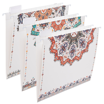 Y YOMA 6 Pack Decorative Hanging File Folders Letter Size Marble Cute Hanging Folder Pretty File Folder Organizer for Filing Cabinet Office Home with 1/5-Cut Adjustable Tabs, 3 Indian Style