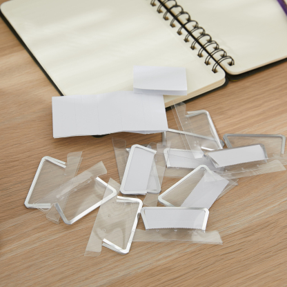 Y YOMA 12 Pack Plastic Hanging File Folder Tabs with Inserts Decorative Tab for Hanging File Folders 1/5-Cut Adjustable Tabs Office Supplies Suitable for Letter Size, Legal Size, A4 folder, Silver