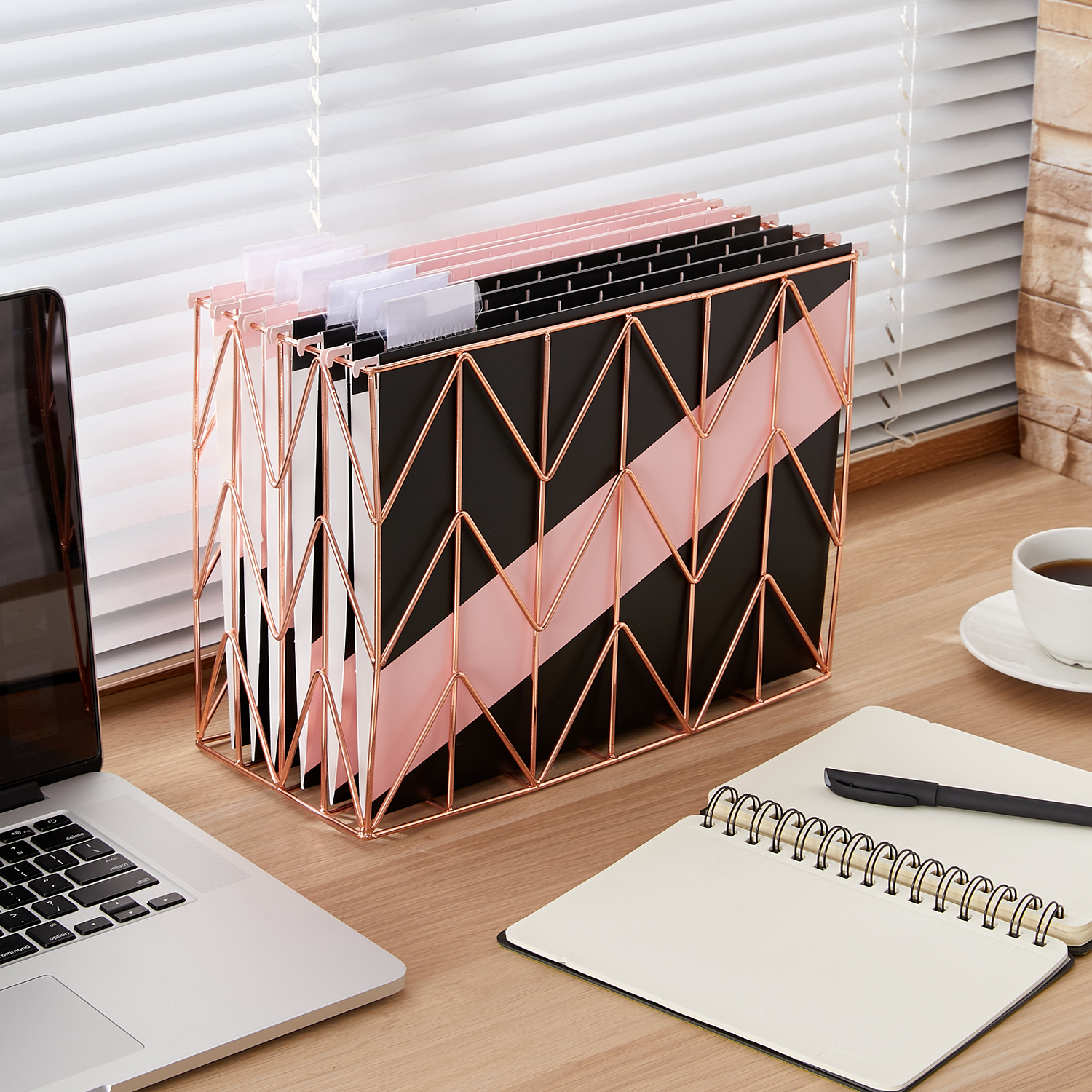 Y YOMA 6 Pack Decorative Hanging File Folders Letter Size Cute Hanging Folder Pretty File Folder Organizer for Filing Cabinet Office Home with 1/5-Cut Adjustable Tabs, 2 Pink Block Design