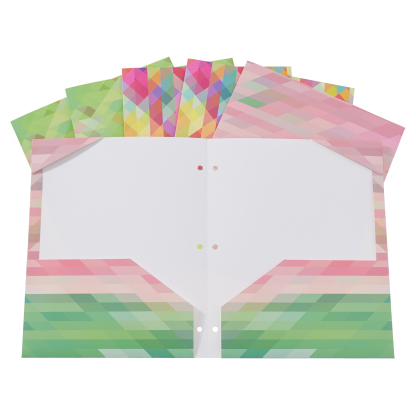 Y YOMA 6 Pack 2 Pocket Folder Letter Size Decorative Binder Folders with Pockets 3 Hole Punch Folder Paper Cute Project Folders Two Pocket 3 Ring File Folder for School Office Home, Abstract Design