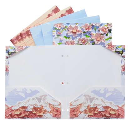 Y YOMA 6 Pack 2 Pocket Folder Letter Size Decorative Binder Folders with Pockets 3 Hole Punch Folder Paper Cute Project Folders Two Pocket 3 Ring File Folder for School Office Home, Mountain Design