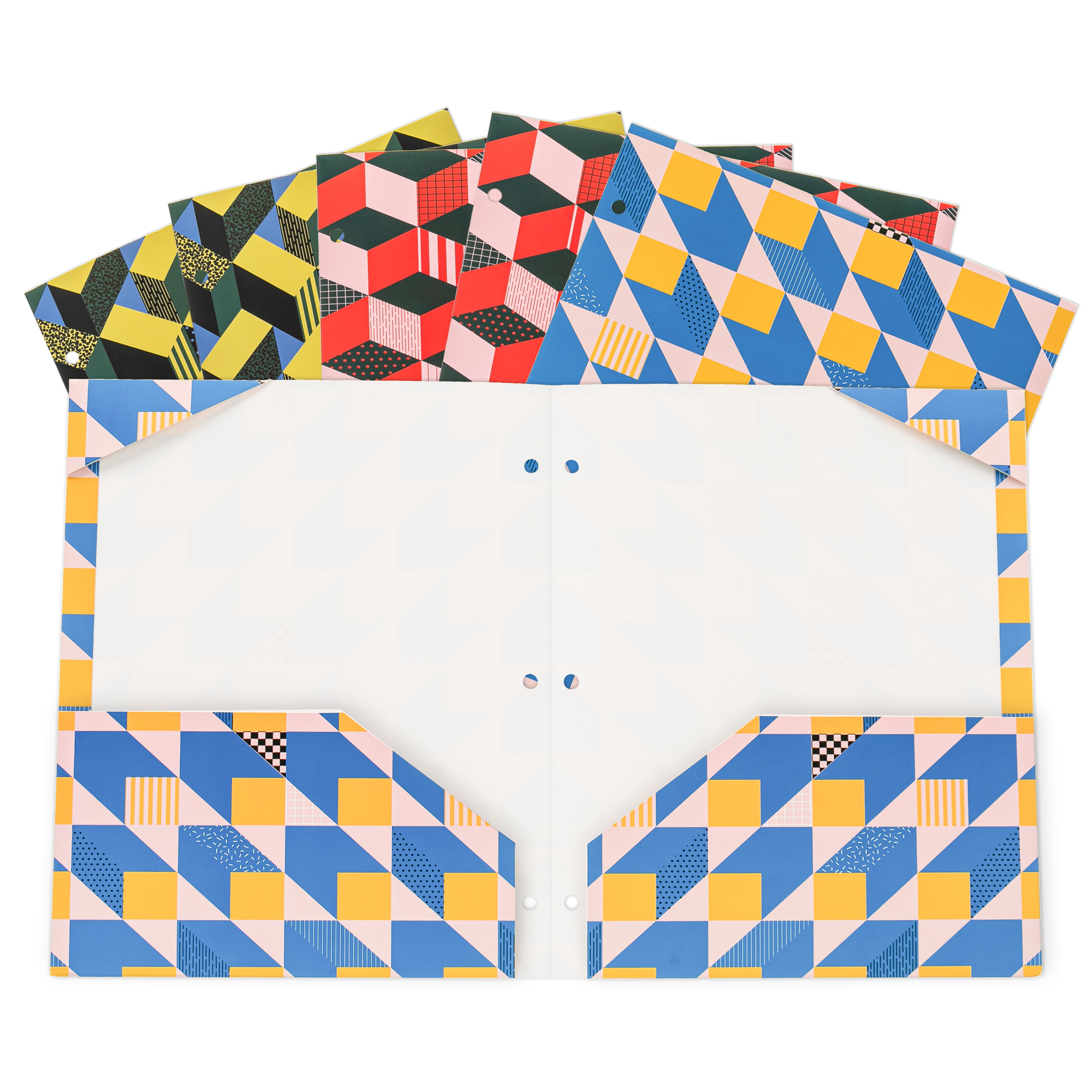 Y YOMA 6 Pack 2 Pocket Folder Letter Size Decorative Binder Folders with Pockets 3 Hole Punch Folder Paper Cute Project Folders Two Pocket 3 Ring File Folder for School Office Home, Contrast Color