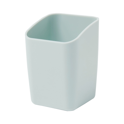 Y YOMA 1 Pack Pen Holder for Desk Cute Plastic Pencil Cup Pen Container Square Organizer Modern Aesthetic Design Desktop Storage Solution for Pens, Pencils, Marker, Makeup Brush, Morandi Green