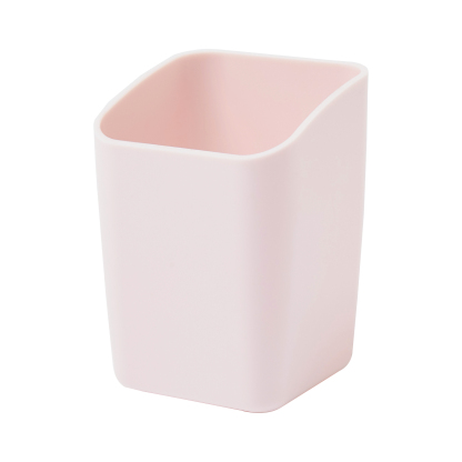 Y YOMA 1 Pack Pen Holder for Desk Cute Plastic Pencil Cup Pen Container Square Organizer Modern Aesthetic Design Desktop Storage Solution for Pens, Pencils, Marker, Makeup Brush, Morandi Red