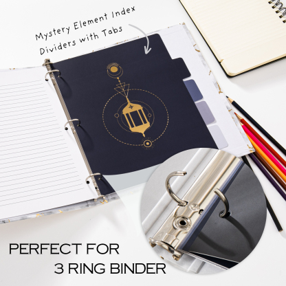 Y YOMA Rose Gold 3 Ring Binder Dividers with Tabs Letter Size Cute Paper Binder Tabs Dividers Decorative Binder Index Dividers for Office School Home with 1/5-Cut Tabs, Mystery Design (5 Pack)