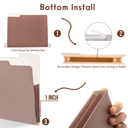 Y YOMA 6 Pack Extra Capacity File Folders Letter Size Accordion Decorative File Folder Cute Pretty Colored Filing Folder File Organizers for Office School Home Desktop with 1/3-Cut Tab, Mocha Color