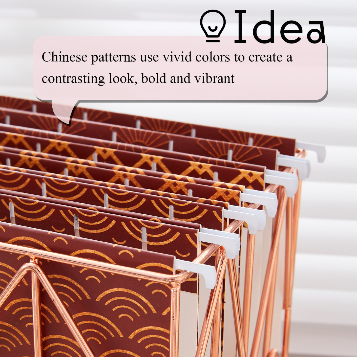 Y YOMA 6 Pack Decorative Hanging File Folders Letter Size Marble Cute Hanging Folder Pretty File Folder Organizer for Filing Cabinet Office Home with 1/5-Cut Adjustable Tabs, 3 Chinese Style