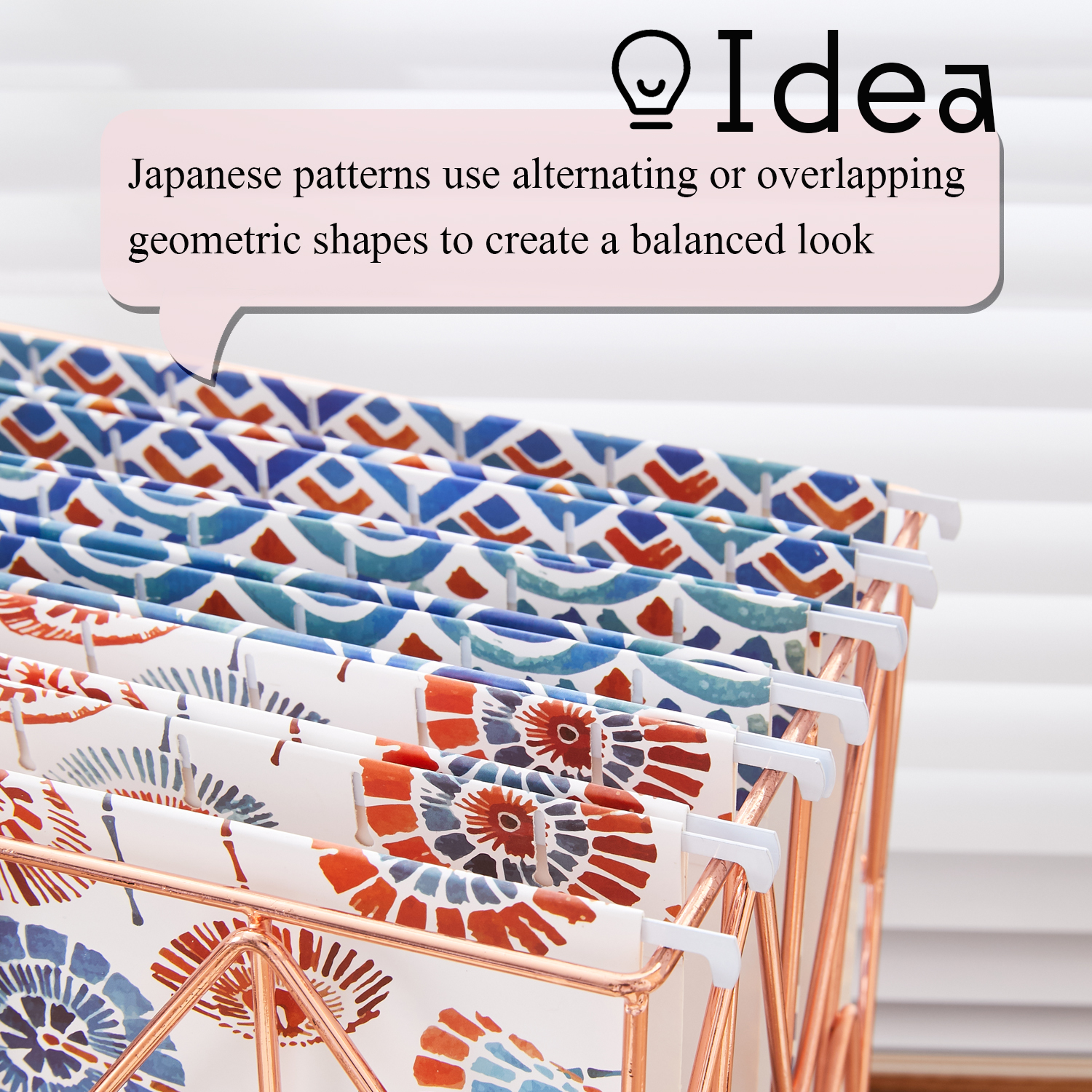 Y YOMA 6 Pack Decorative Hanging File Folders Letter Size Marble Cute Hanging Folder Pretty File Folder Organizer for Filing Cabinet Office Home with 1/5-Cut Adjustable Tabs, 3 Japanese Style