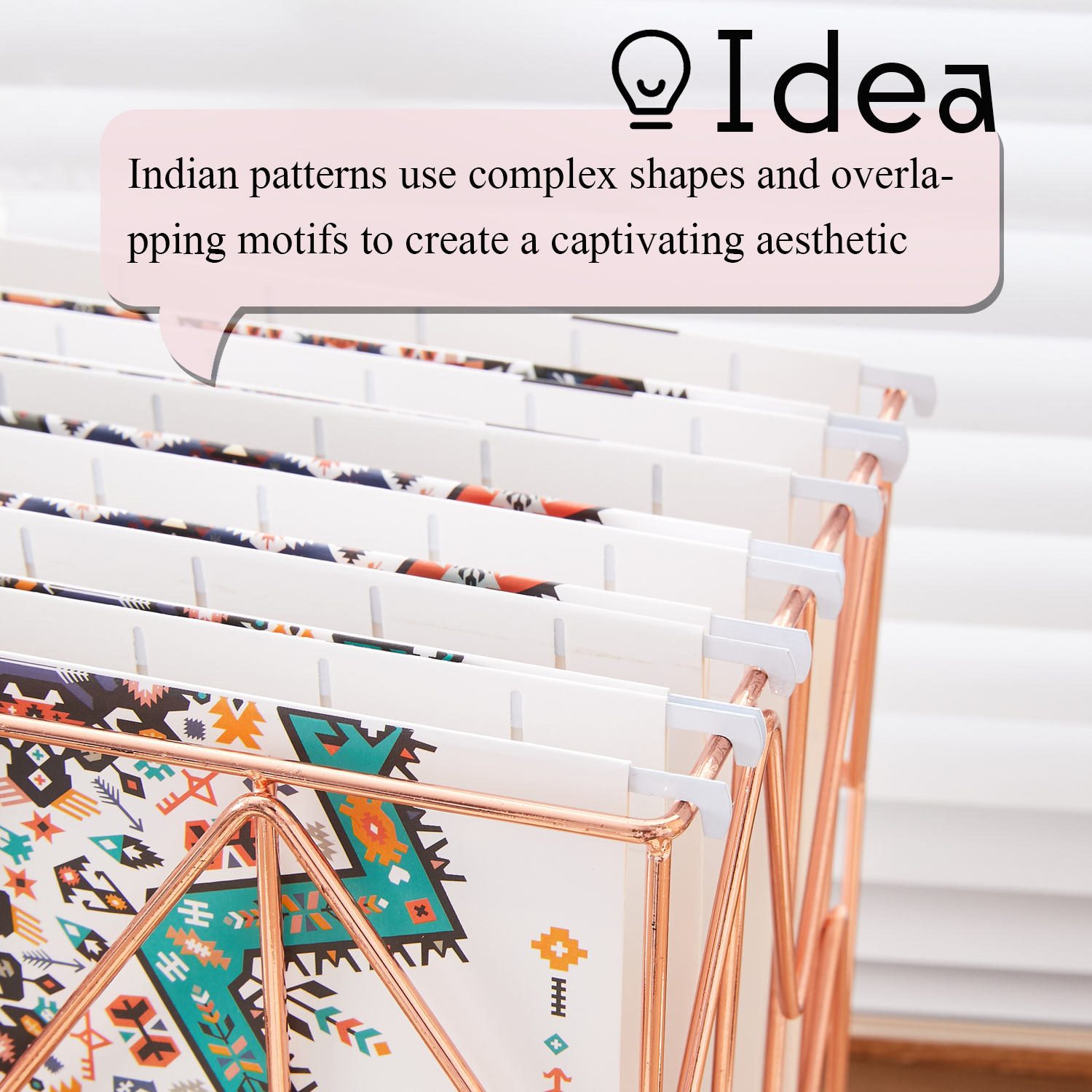 Y YOMA 6 Pack Decorative Hanging File Folders Letter Size Marble Cute Hanging Folder Pretty File Folder Organizer for Filing Cabinet Office Home with 1/5-Cut Adjustable Tabs, 3 Indian Style