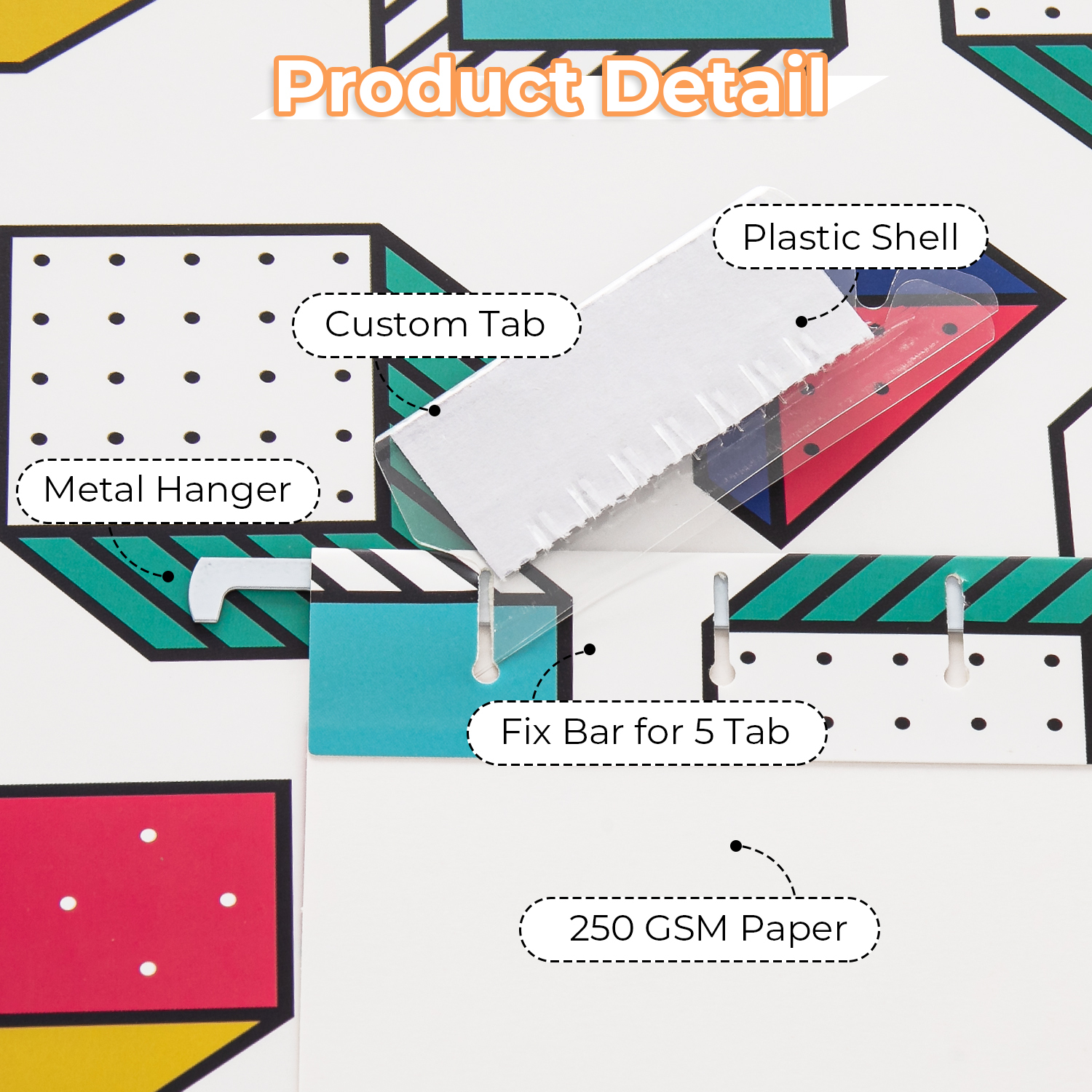 Y YOMA 6 Pack Decorative Hanging File Folders Letter Size Marble Cute Hanging Folder Pretty File Folder Organizer for Filing Cabinet Office Home with 1/5-Cut Adjustable Tabs, 3 Memphis Design