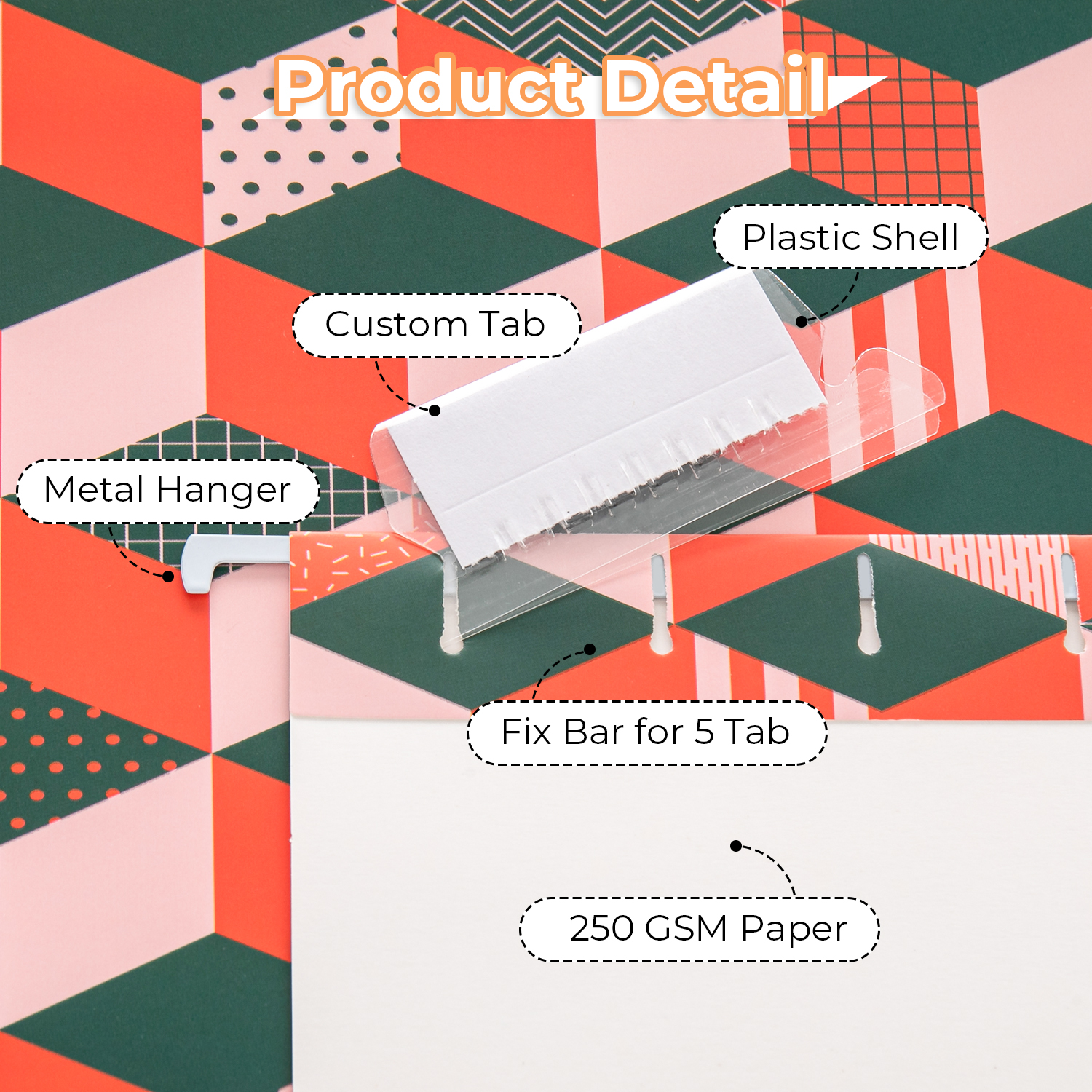 Y YOMA 6 Pack Decorative Hanging File Folders Letter Size Marble Cute Hanging Folder Pretty File Folder Organizer for Filing Cabinet Office Home with 1/5-Cut Adjustable Tabs, 3 Contrast Color