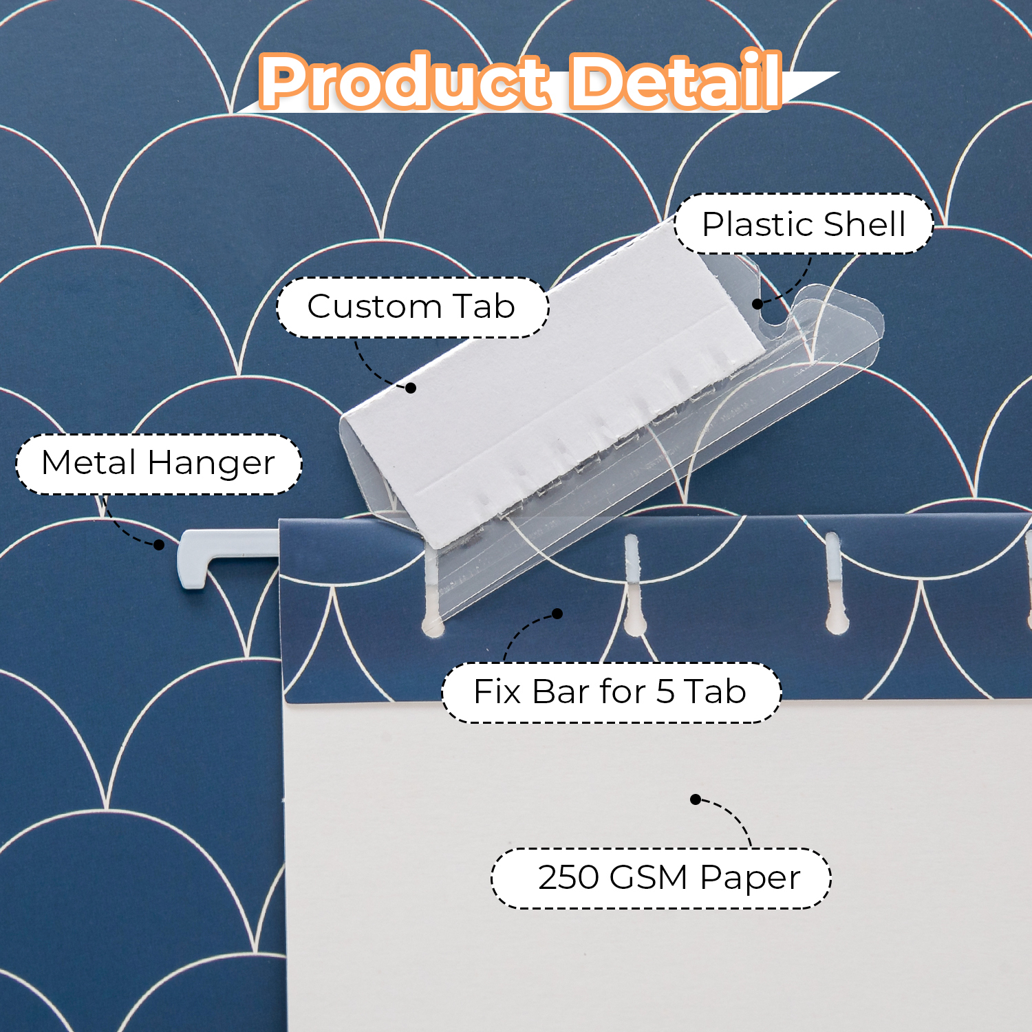 Y YOMA 6 Pack Decorative Hanging File Folders Letter Size Marble Cute Hanging Folder Pretty File Folder Organizer for Filing Cabinet Office Home with 1/5-Cut Adjustable Tabs, 3 Ocean Lines