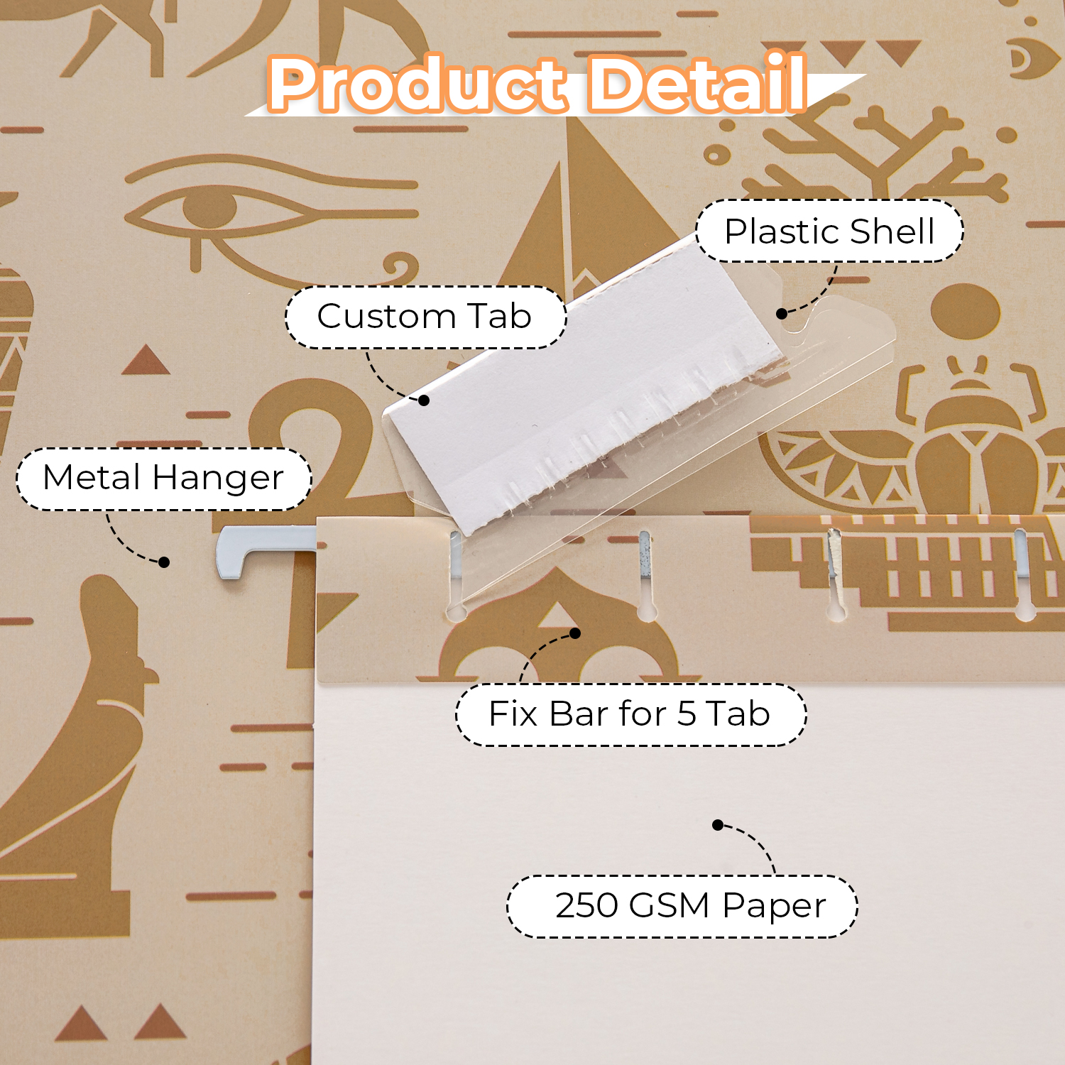 Y YOMA 6 Pack Decorative Hanging File Folders Letter Size Marble Cute Hanging Folder Pretty File Folder Organizer for Filing Cabinet Office Home with 1/5-Cut Adjustable Tabs, 3 Egyptian Design