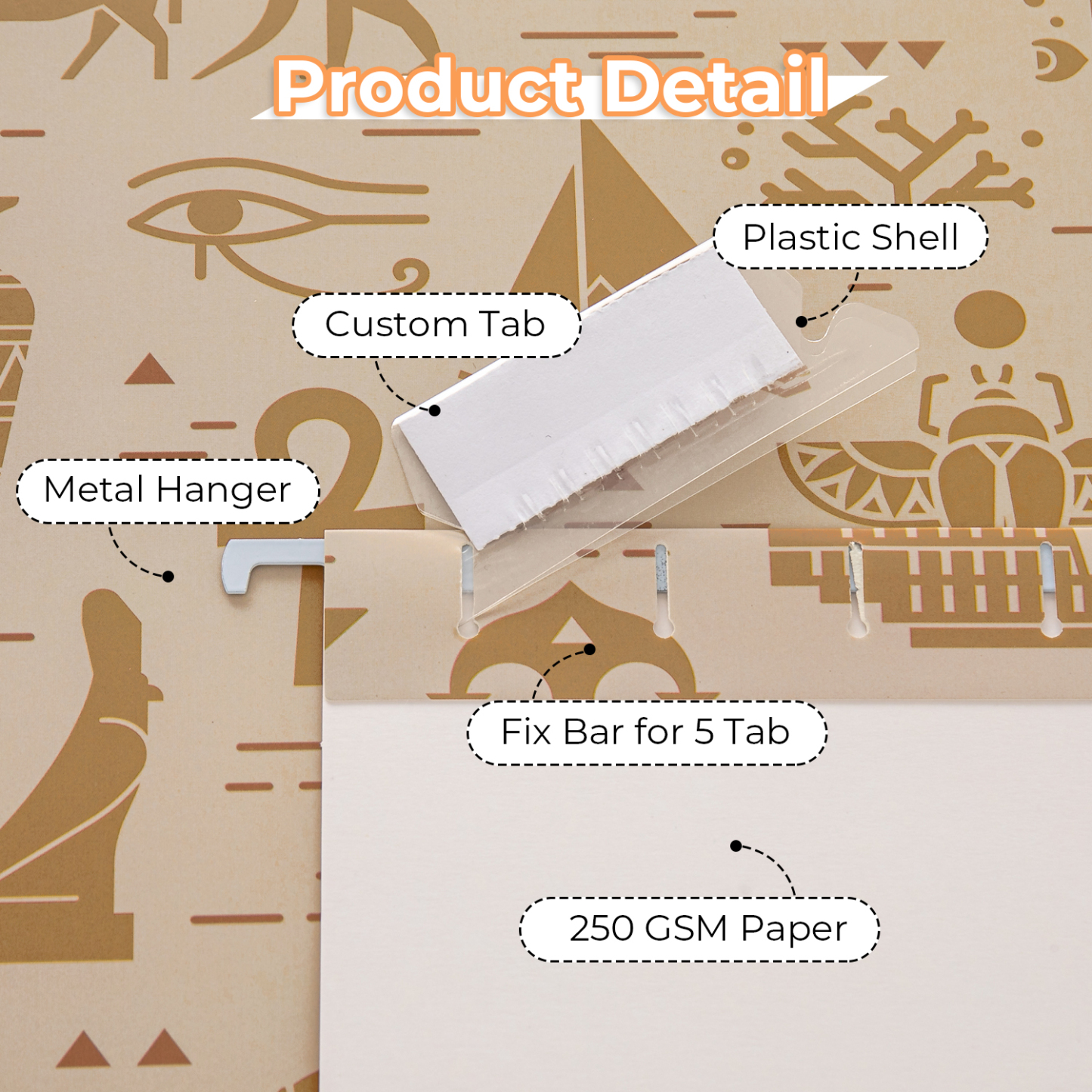 Y YOMA 6 Pack Decorative Hanging File Folders Letter Size Marble Cute Hanging Folder Pretty File Folder Organizer for Filing Cabinet Office Home with 1/5-Cut Adjustable Tabs, 3 Egyptian Design