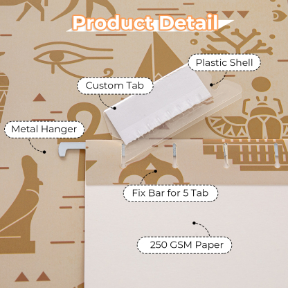 Y YOMA 6 Pack Decorative Hanging File Folders Letter Size Marble Cute Hanging Folder Pretty File Folder Organizer for Filing Cabinet Office Home with 1/5-Cut Adjustable Tabs, 3 Egyptian Design